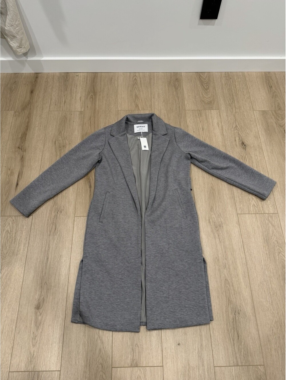 NWT Spanx AirEssentials Long Jacket in Medium Grey Heather Open Front Coat Med